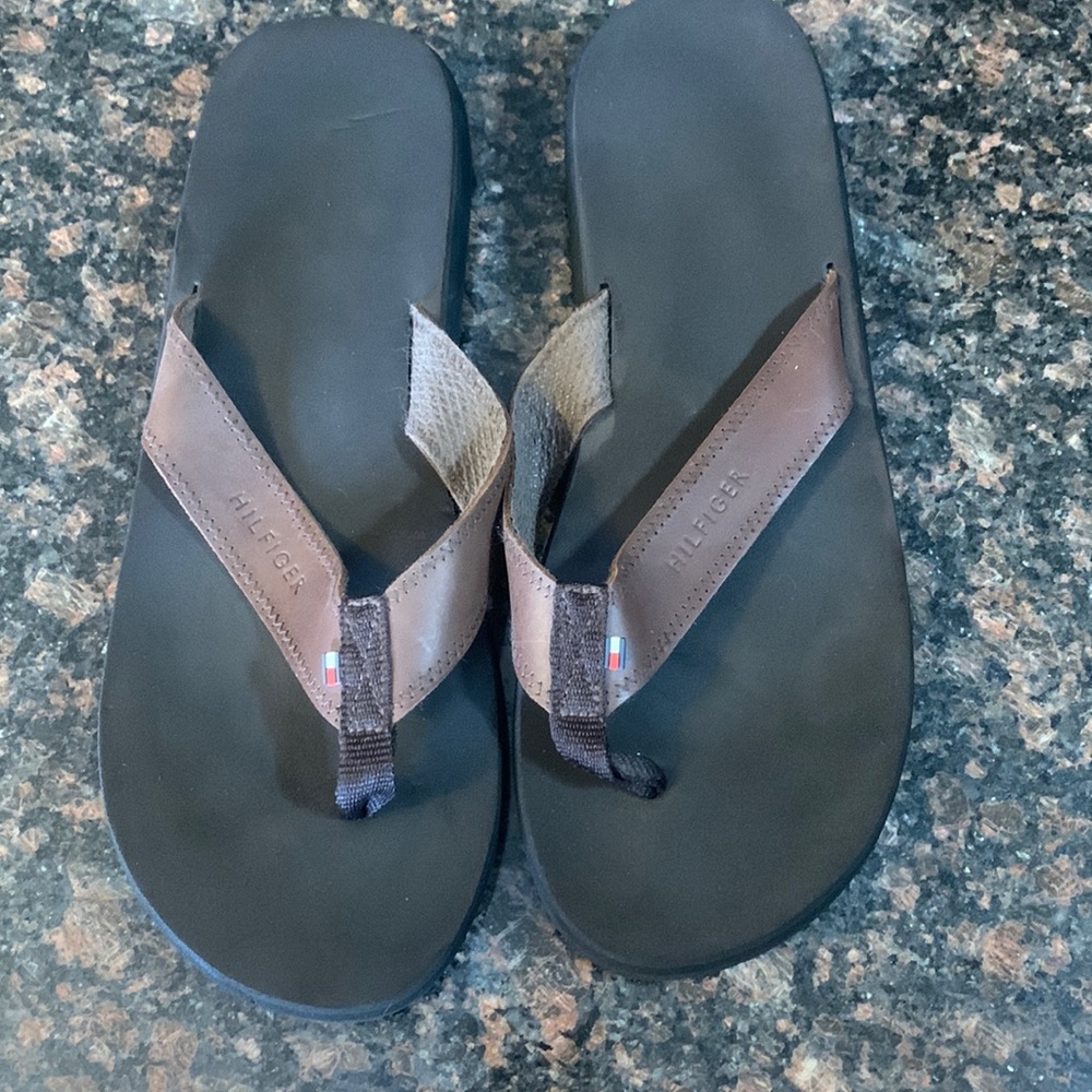 Hilfiger flip flops.. Gentle worn